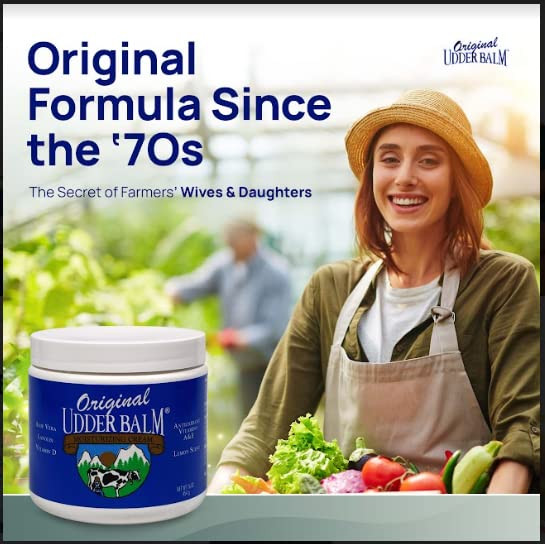Original Udder Balm Tube - Made in USA - Extra Thick Udder Cream & Hand Balm for Dry Skin, Cracked Heels, Rough Hands  Deep Moisture Heel Cream & Fo