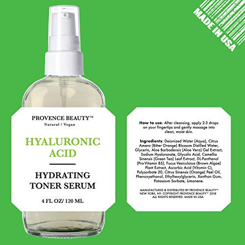 Beaute De Provence Hydrating Hyaluronic Acid Toner For Face Facial Setting Spray Enhanced With Green Tea Dark Spot Remover 4 Fl Oz And Aloe