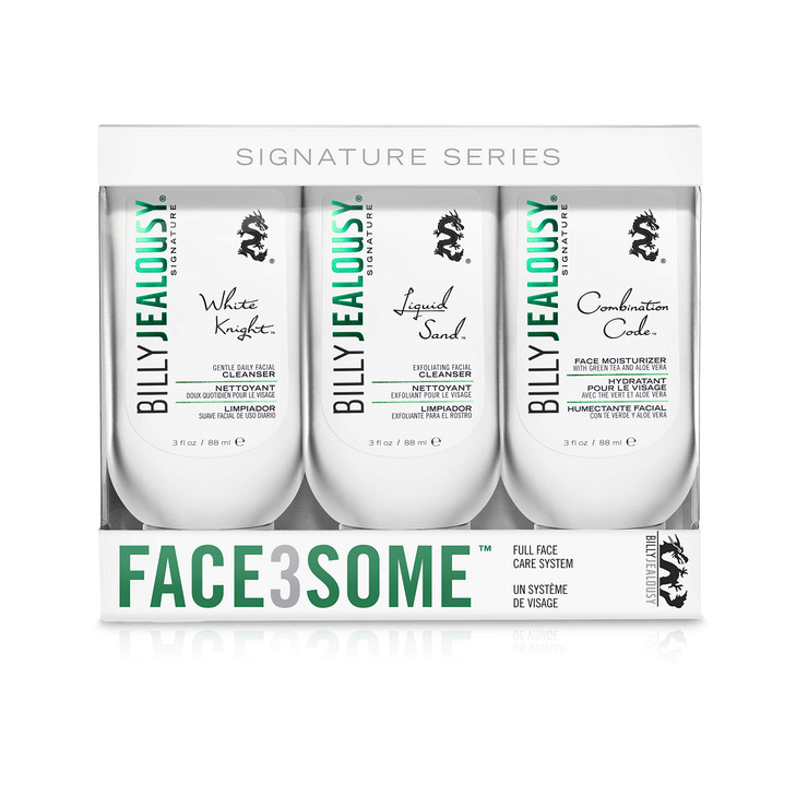 Billy Jealousy Face3Some Face Trio Vegan Mens Skin Care Kit With Travel Size Toiletries Daily Facial Cleanser Exfoliating Facial Cleanser