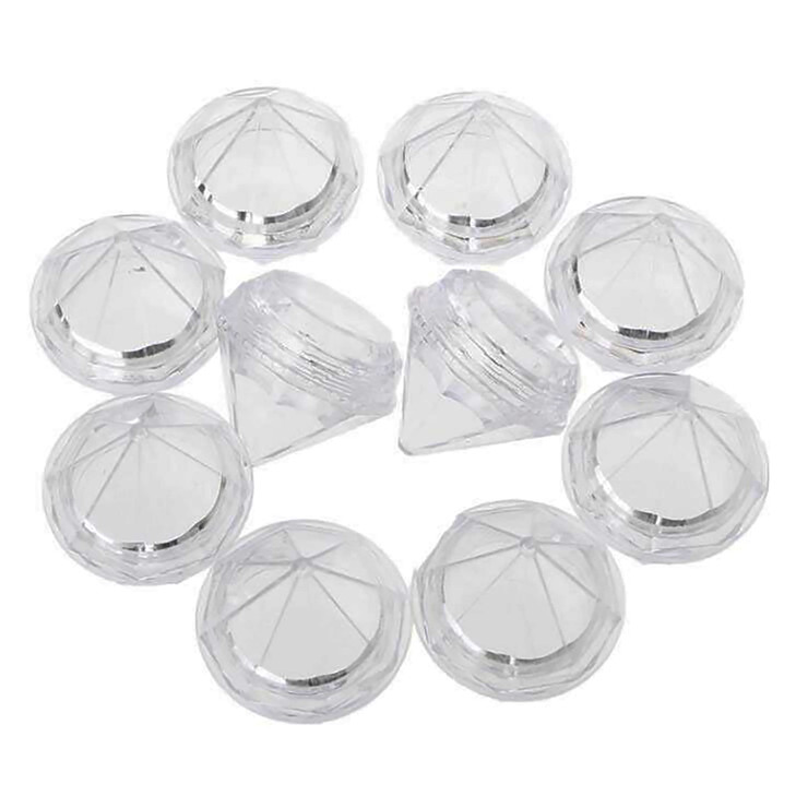 Healthcom 50 Pcs 5 Gram Diamond Shaped Clear Jars Empty Refillable Cosmetic Sample Jars Makeup Plastic Jar With Lid Cosmetic Trial Case
