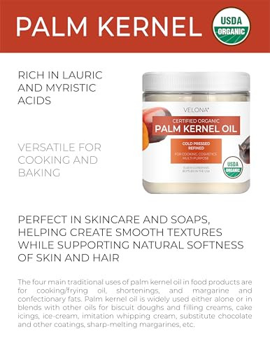 Velona Usda Organic Palm Kernel Oil 16 Fl Oz Cold Pressed In Jar