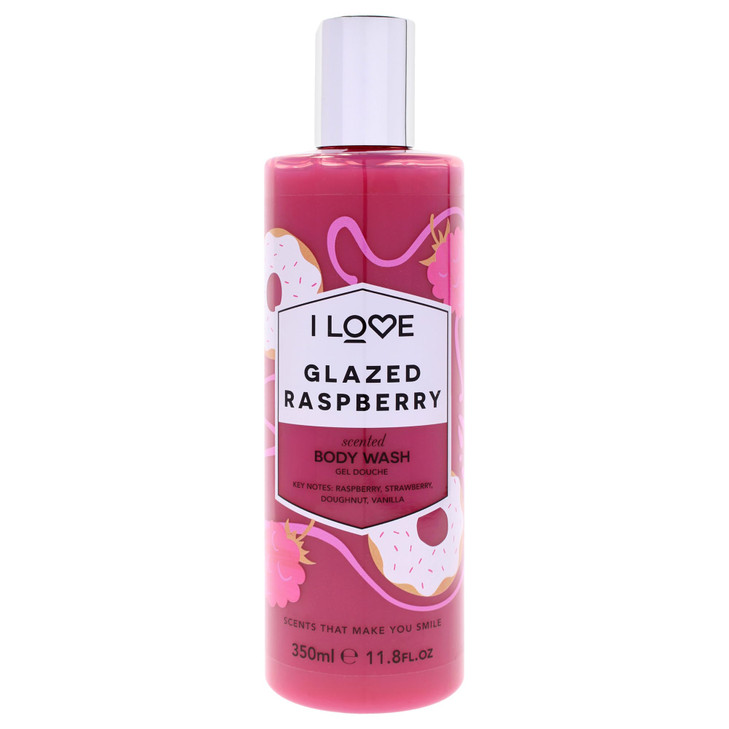 I Love Glazed Raspberry Scented Body Wash Moisturizing Body Wash And Foaming Bubble Bath Raspberry Strawberry And Vanilla Fragrance 11.8