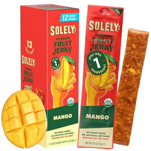 Solely Organic Mango Fruit Jerky 12 Individually Wrapped Fruit Strips Fruit Leather Made From Dried Fruits Healthy Snacks Vegan 0.8Oz 23G