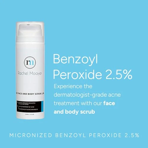 Rachel Moayer Skincare Acne Face And Body Scrub With 2.5 Percent Micronized Benzoyl Peroxide Facial Exfoliating Scrub For Acne Care No