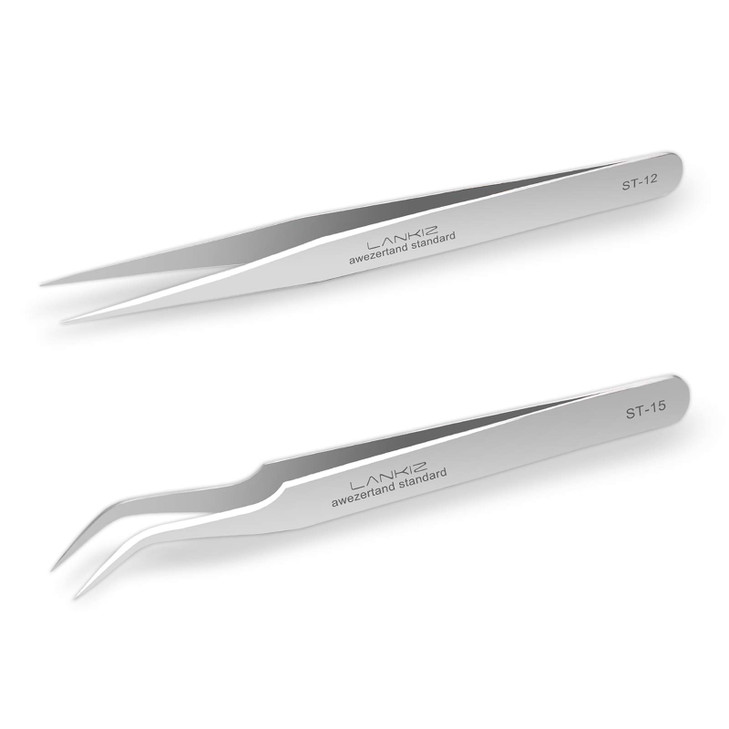 Lankiz Lash Tweezers For Eyelash Extensions Lankiz Eyelash Tweezers For Lash Extensions Stainless Steel Straight And Curved Volume Lash