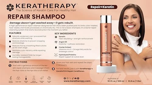 Keratherapy Keratin Infused Keratinfixx Repair Shampoo Repair Shampoo For Dry Damaged Or Frizzy Hair With Caviar Extract Clear 10.14 Fl Oz