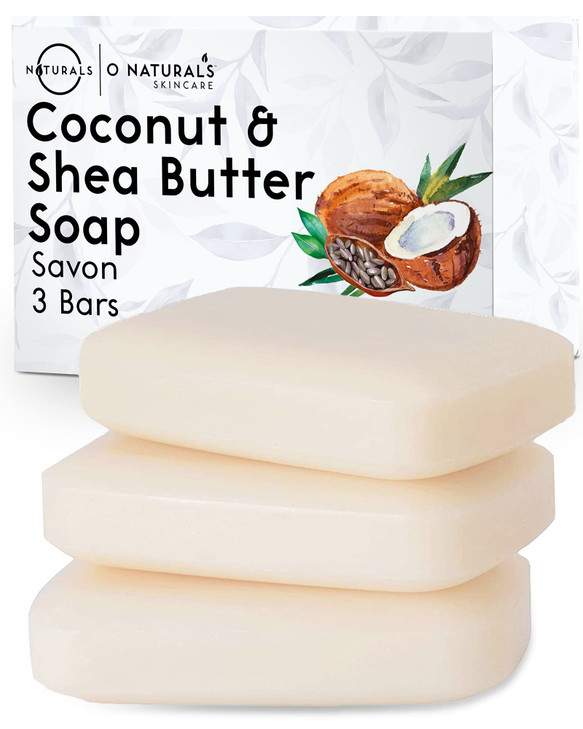O Naturals Natural Coconut Shea Butter Soap Bar 3 Pack Gifts For Women