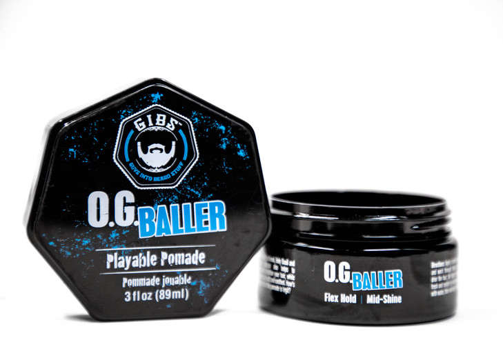 Gibs Grooming Og Baller Pomade Flex Hold Medium Shine With Holy Basil Oil And Panthenol For Men 3 Oz