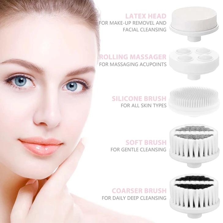 Waterproof Facial Cleansing Spin Brush Set With 5 Exfoliating Brush Heads Electric Face Scrubber Cleanser Brush By Clsevxy Face Brush For