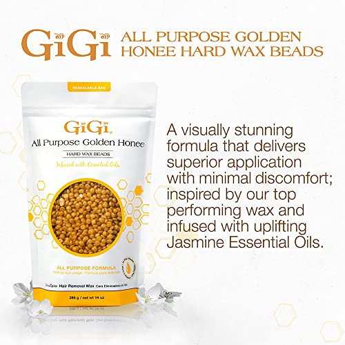 Gigi Golden Honee Hard Wax Beads For At Home Face And Body Hair Removal 14Oz