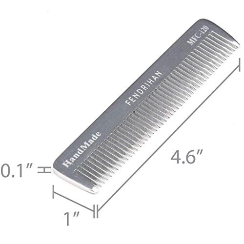 Fendrihan Small 4.6 Sturdy Metal Fine Tooth Barber Pocket Grooming Comb
