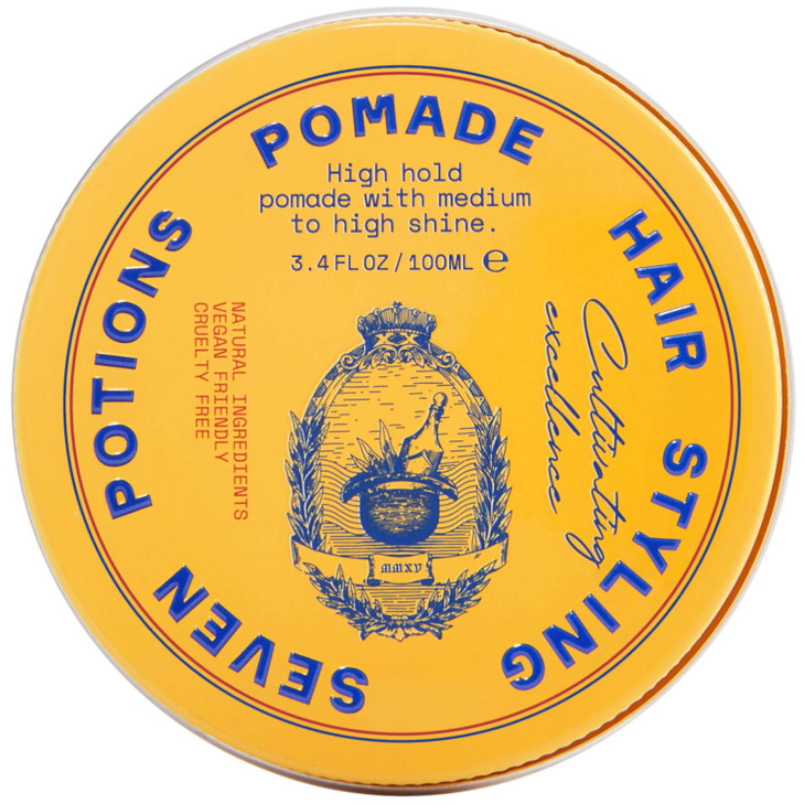 Seven Potions Men S Hair Pomade High Shine High Hold Water Based Barber Grade Styling For Slick Back Pompadour And Side Part Natural Vegan
