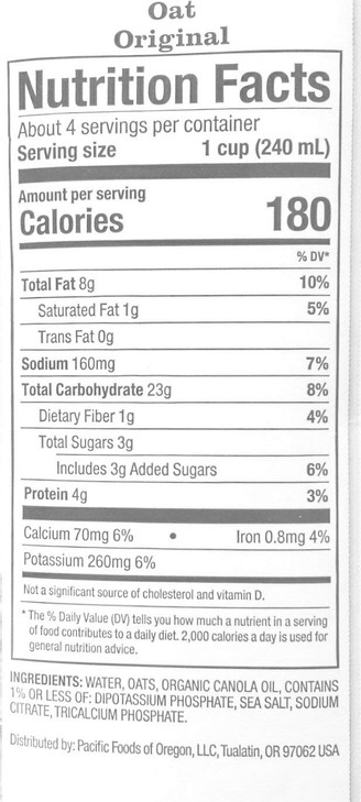 Pacific Natural Foods Oat Milk Barista Series Non Dairy Gluten Free 32 Oz Ea Case Of 4