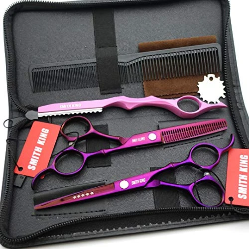 6.0 Inches Professional Hair Cutting Thinning Scissors Set With Razor Violet