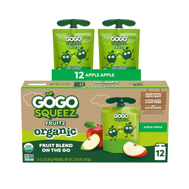 Gogo Squeez No Sugar Added Organic Applesauce Apple Apple 12 Count