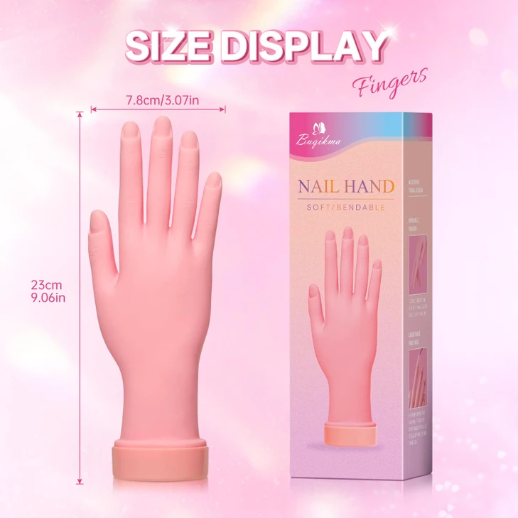 Buqikma Flexible Practice Nail Fake Silicone Hand Model For Acrylic Nails