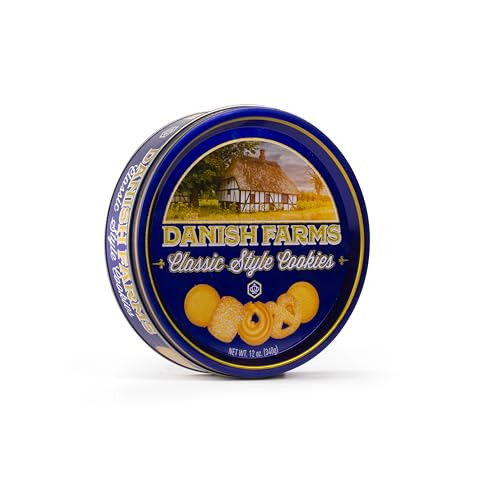Danish Farms Traditional Butter Cookies 12 Oz. Blue Cookie Tin Traditional Danish Recipe Butter Cookies For Dessert Or Snack Gift Cookie Tin