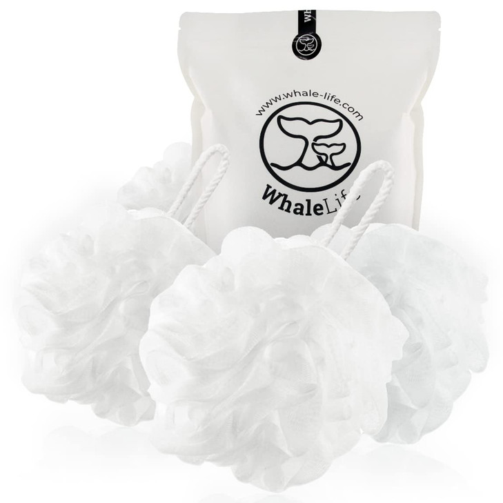 Loofah Sponge Bath Sponge For Women Men 4 Pack White