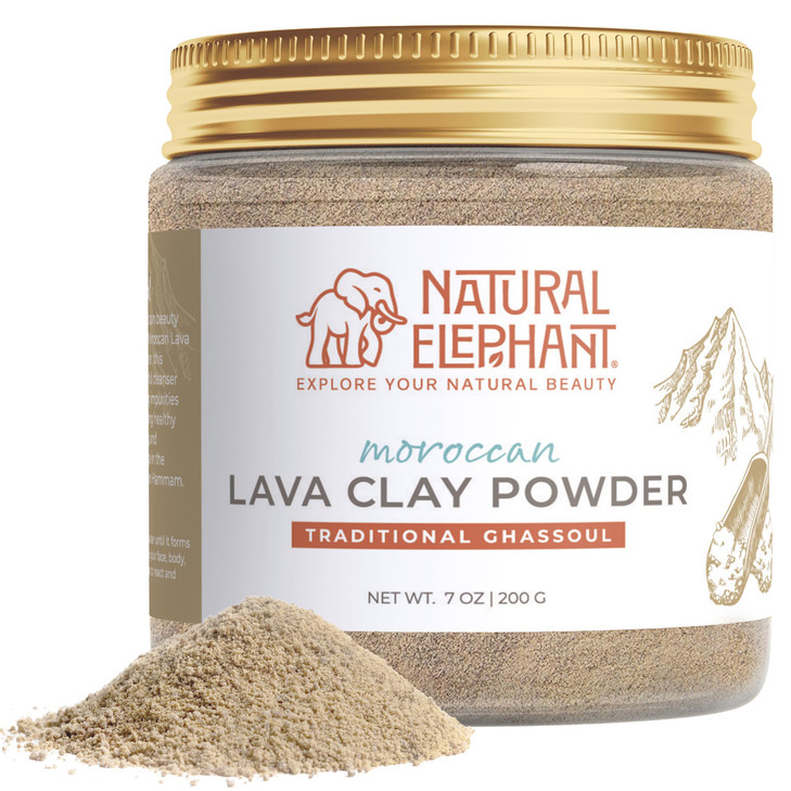 Natural Elephant Ghassoul Rhassoul Moroccan Lava Clay Powder 100 Percent Pure And Natural Face And Body Mask Powder 200G 7 Oz Jar