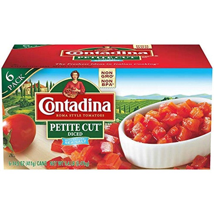 Contadina Canned Petite Cut Diced Tomatoes 14.5 Oz Pack Of 6 Cans