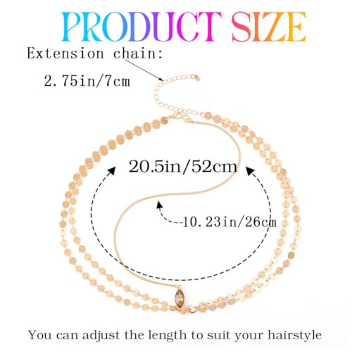 Yean Gold Head Chain Bohemian Hair Jewelry Headpiece Forehead Band Festival Hair Headband Accessories For Women And Girls Gold