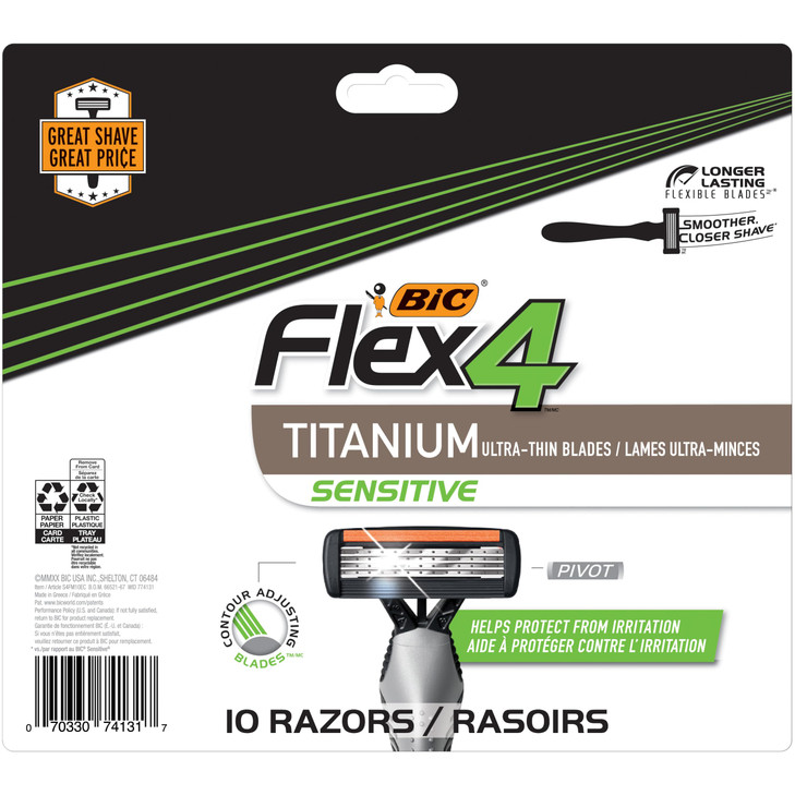 Bic Flex 4 Sensitive Men S Disposable 4 Blade Razors 10 Pack