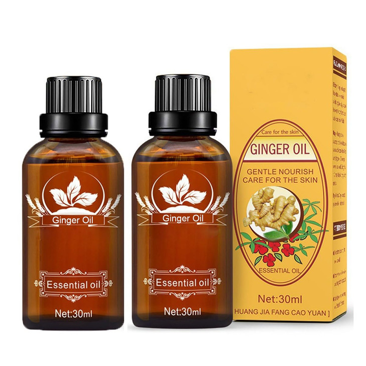 2 Pack Ginger Oil For Lymphatic Drainage Swelling And Pain Skin Massage