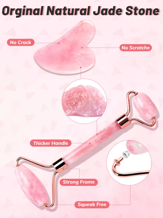 Gua Sha Face Roller Tools Jade Roller Facial Tools For Skin Care Facial Massager For Face Eyes Neck Relieve Fine Lines And Wrinkles
