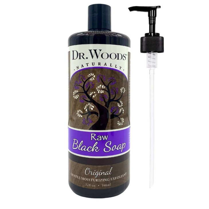 Dr. Woods Raw Liquid Black Soap With Pump 32 Fl Oz