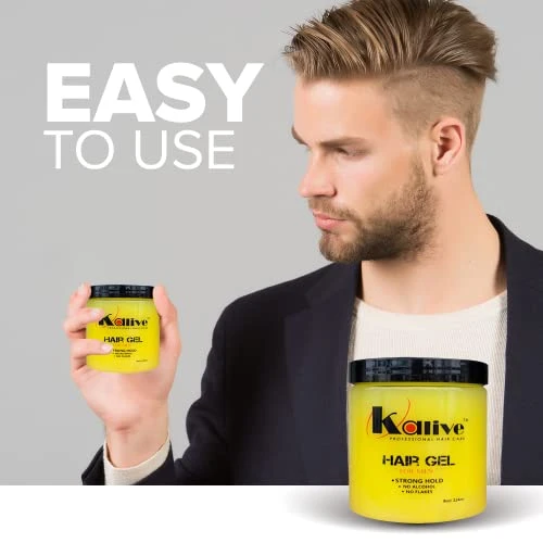 Kalive Men S Hair Styling Gel 8 Oz Strong Hold And Light Shine All Day No Flaking