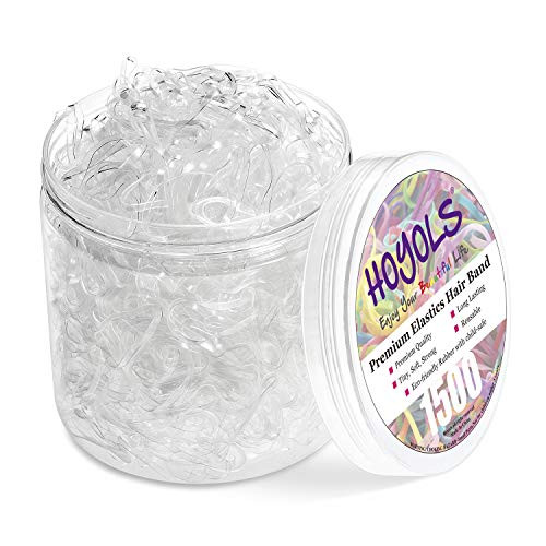 Hoyols Clear Hair Ties 1500 Pcs Small Elastic Rubber Bands