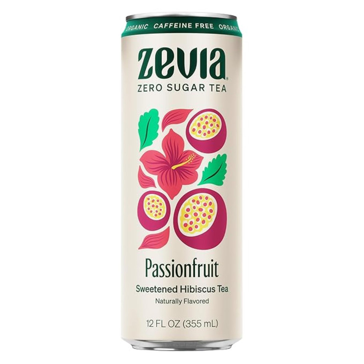 Zevia Zero Sugar Tea Hibiscus Tea With Passionfruit Caffeine Free 12 Oz Cans 12 Pack Naturally Sweetened Zero Calorie Sugar Free Non Gmo