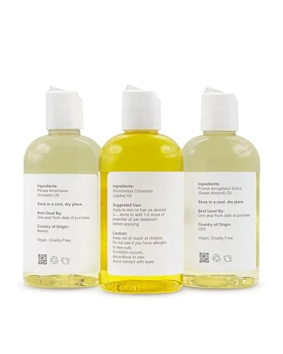 Sweet Almond Oil Golden Jojoba Oil Avocado Oil Pack Of 3 Cold Pressed Carrier For Essential Oils Moisturizer For Skin Face And Hair Soap
