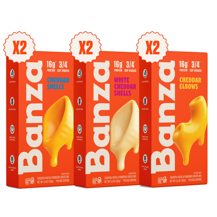 Banza Mac And Cheese Variety Pack High Protein Gluten Free And Lower Carb Protein Mac And Cheese 5.5Oz Pack Of 6