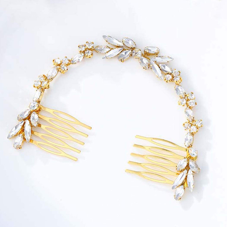 Unicra Wedding Crystal Hair Combs Bridal Headpieces Wedding Hair Accessories For Brides Gold