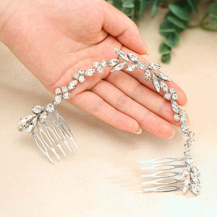 Unicra Wedding Crystal Hair Combs Bridal Headpieces Wedding Hair Accessories For Brides Silver