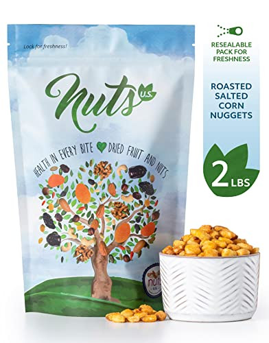 Nuts U.S. Roasted And Salted Corn Nuggets No Aritifical Colors And Flavors Non Gmo Packed In Resealable Bags 2 Lbs