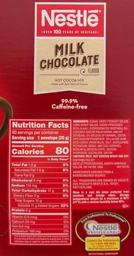 Nestle Hot Chocolate Packets Milk Chocolate Flavor Hot Cocoa Mix Made With Real Cocoa Bulk Pack 0.71 Oz Packet 60 Count