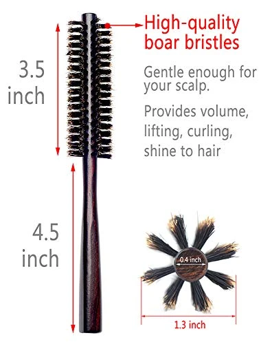 Perfehair Small Round Hair Brush For Thin Or Short Hair Mini Round Boar Bristle Beard Brush For Men And Women