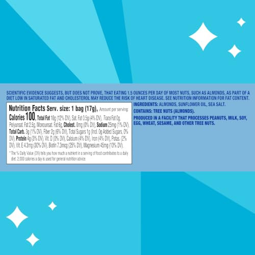 Blue Diamond Almonds Low Sodium Lightly Salted Snack Nuts 100 Calorie Packs 0.6 Ounce Pack Of 32