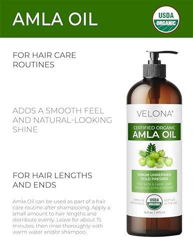Velona Usda Organic Amla Oil 16 Fl Oz Cold Pressed Unrefined With Pump