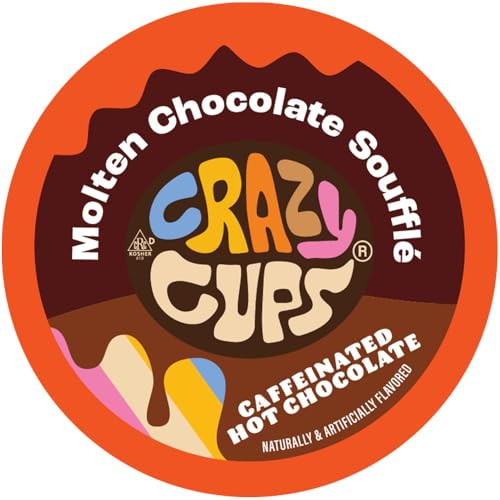 Crazy Cups Caffeinated Hot Chocolate Molten Chocolate Souffle Pods For Keurig K Cups Machines 100 Mg Of Caffeine Coffee Substitute Hot Cocoa