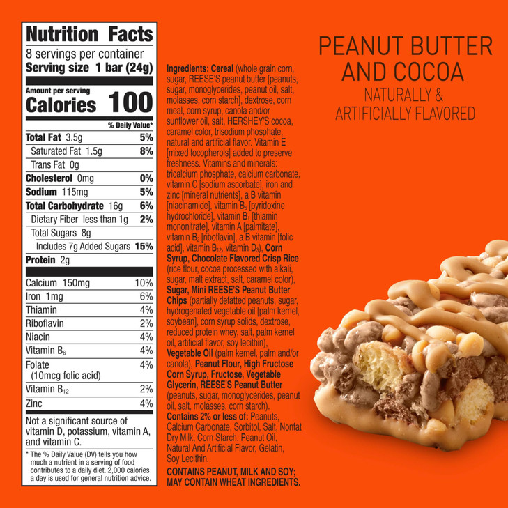 Reese S Puffs Peanut Butter And Cocoa Cereal Treat Bars 8 Ct 6.8 Oz