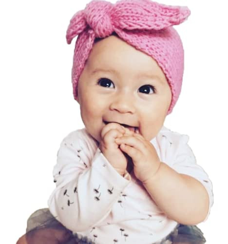 Ovoy Turban Headband Baby Girl Warm Rabbit Knot Hair Band Wrap Newborn Toddler Children 2Pcs Brown Plus Beige One Size