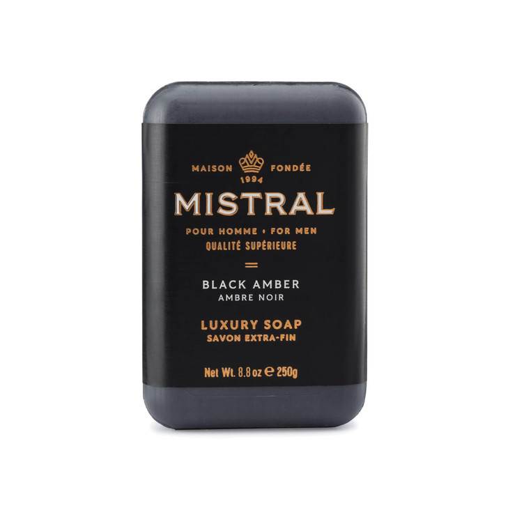 Mistral Black Amber Luxury Bar Soap For Men Men S Natural Soap Bar 8.8 Oz