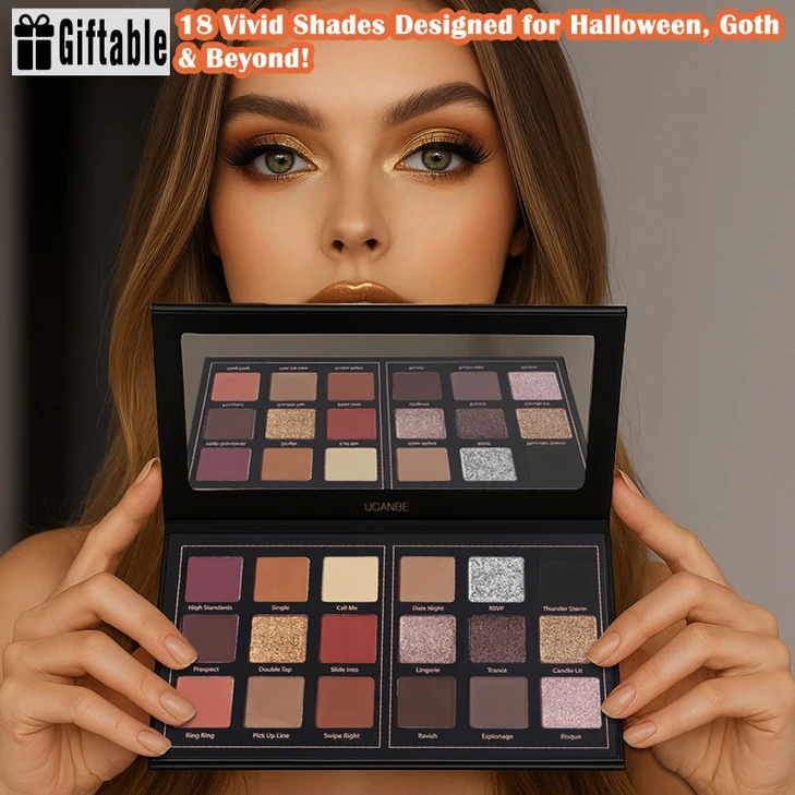 Matte Eyeshadow Palette Pro 18 Colors Pigmented Shimmer Glitter Eye Shadow Palette Long Lasting Waterproof Dark Smokey Powder Cosmetics