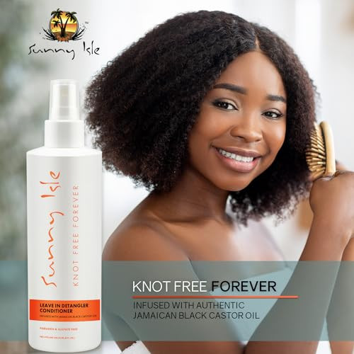 Sunny Isle Jamaican Black Castor Oil Knot Free Forever Leave-In Detangler & Conditioner 8oz | Moisturizes & Stimulates Hair Growth | Softens & Detang