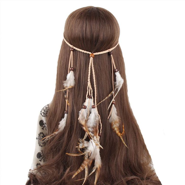 Wlbon Halloween Boho Feather Headband Hippie Indian Hair Hoops Bands Tassel Bohemian Headpiece Hairband Women Christmas Wedding Holiday