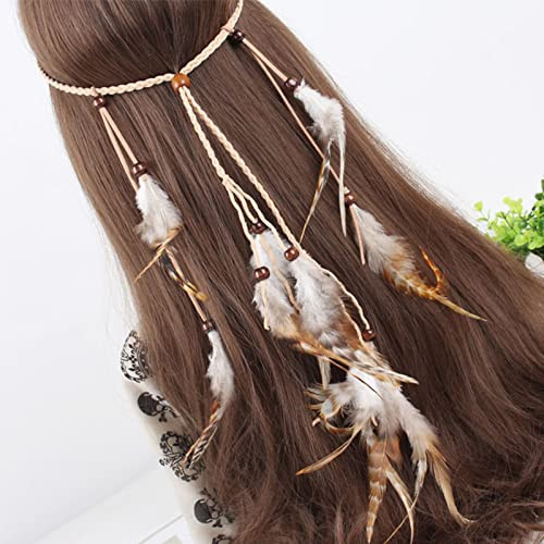 Wlbon Halloween Boho Feather Headband Hippie Indian Hair Hoops Bands Tassel Bohemian Headpiece Hairband Women Christmas Wedding Holiday