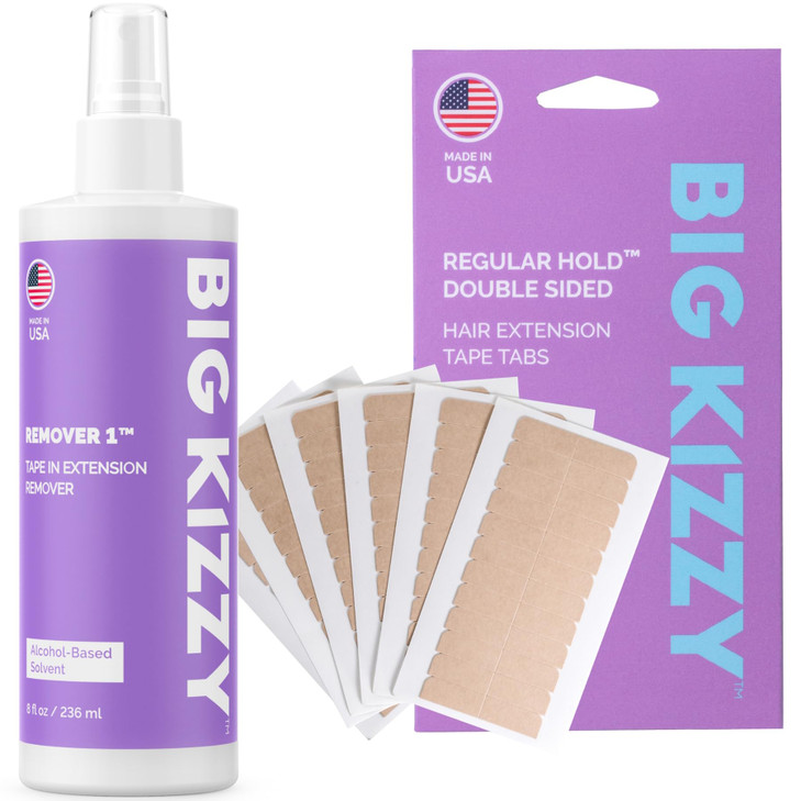 8Oz Tape Ins Hair Extension Remover Spray Plus 72 Tabs Double Sided Regular Hold Hair Extension Replacement Tape By Big Kizzy Professional
